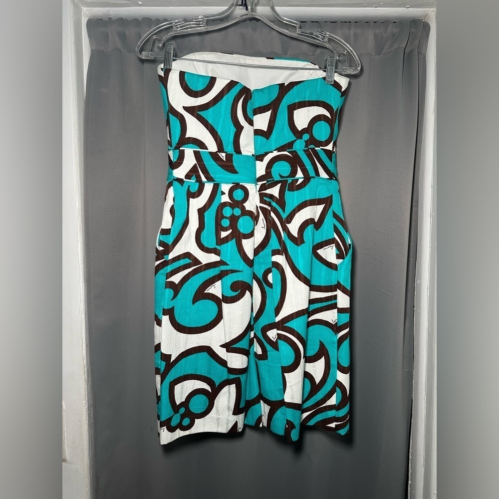Milly Strapless Turquoise Cocktail Mini Dress - Picture 7 of 8